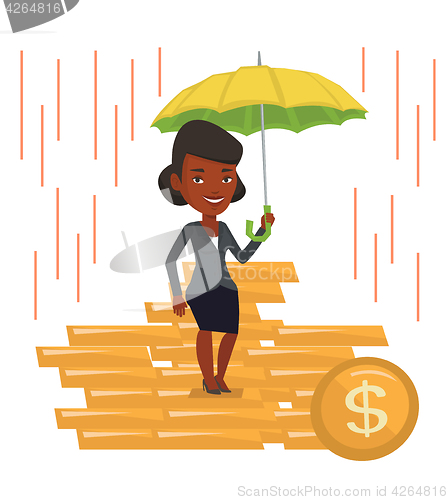 Image of Business woman insurance agent with umbrella.