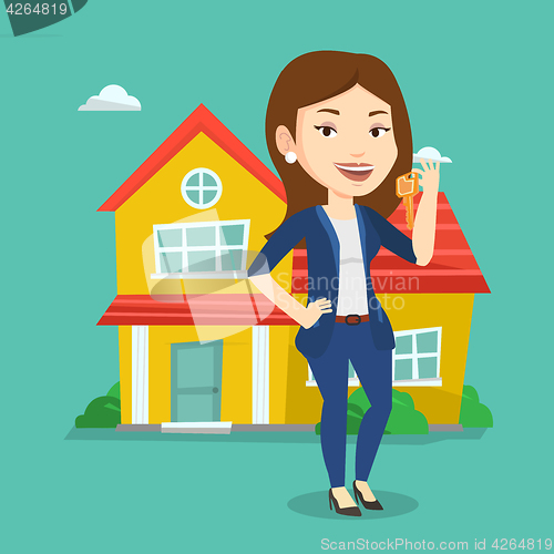 Image of Real estate agent with key vector illustration.