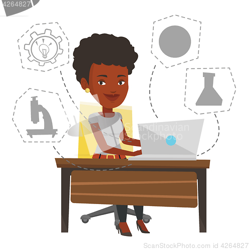 Image of Student using laptop for education.