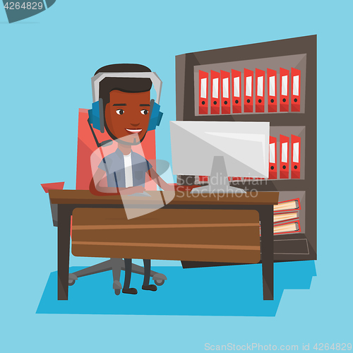 Image of Man playing computer game vector illustration.