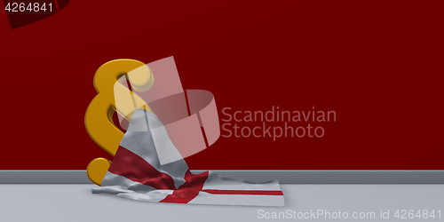 Image of paragraph symbol and flag of england - 3d rendering