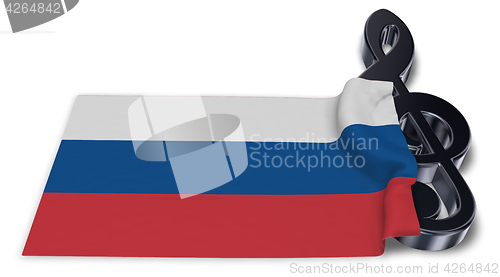 Image of clef and russian flag - 3d rendering