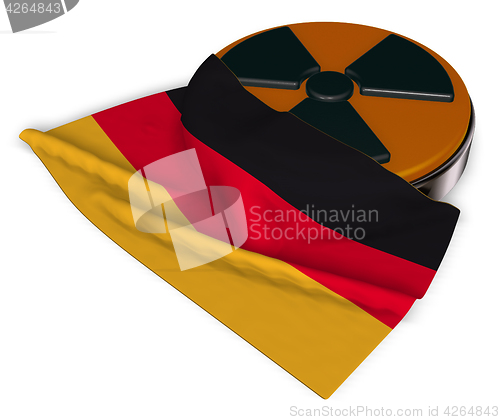 Image of nuclear symbol and flag of germany on white background - 3d illustration