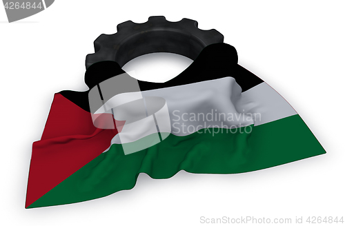 Image of gear wheel and flag of Palestine - 3d rendering