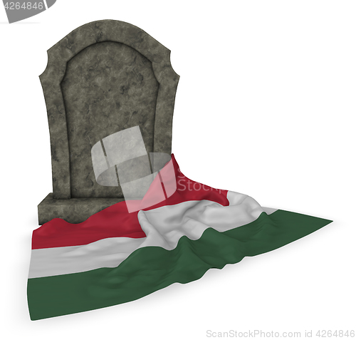Image of gravestone and flag of hungary - 3d rendering