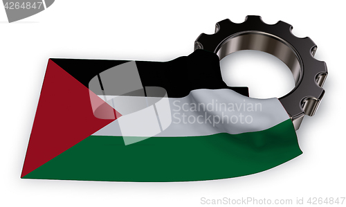 Image of gear wheel and flag of Palestine - 3d rendering