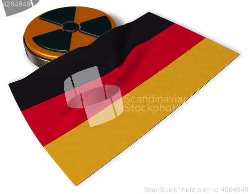 Image of nuclear symbol and flag of germany on white background - 3d illustration