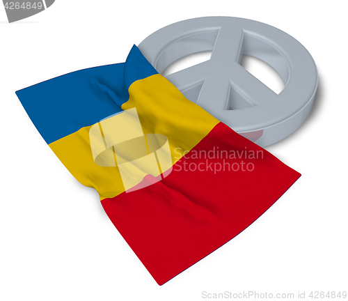 Image of peace symbol and flag of romania - 3d rendering