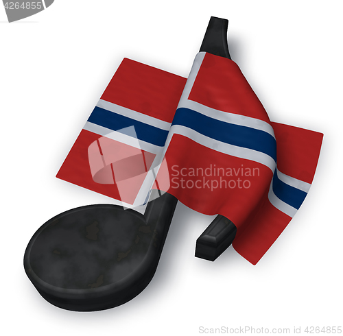 Image of music note symbol and flag of norway - 3d rendering