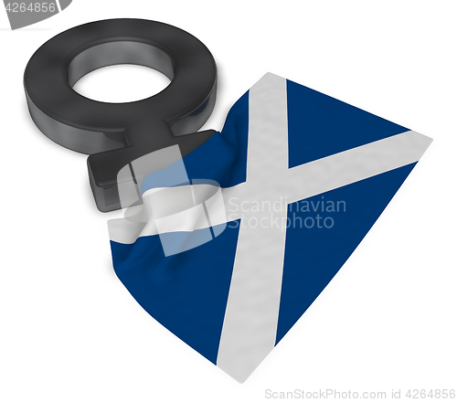 Image of female symbol and flag of scotland - 3d rendering