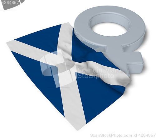 Image of female symbol and flag of scotland - 3d rendering