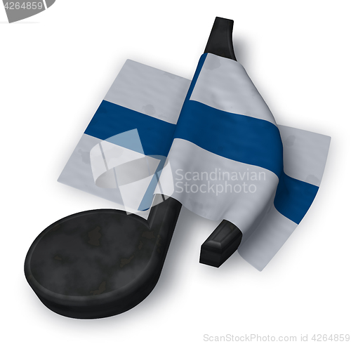 Image of music note symbol and flag of finland - 3d rendering