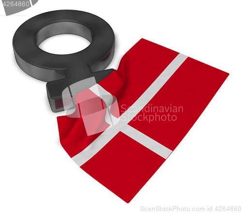 Image of female symbol and flag of denmark - 3d rendering