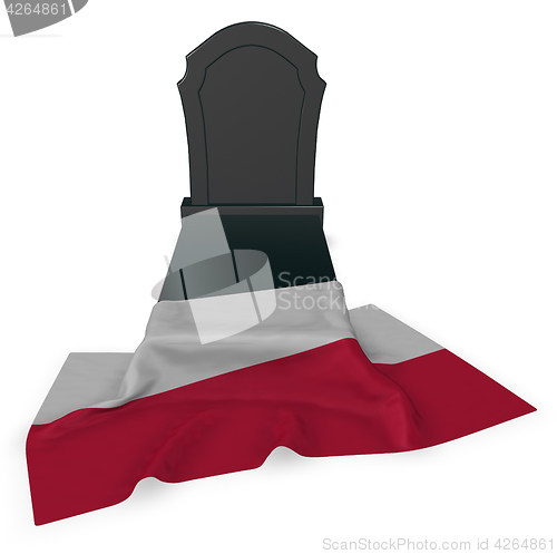 Image of gravestone and flag of poland - 3d rendering