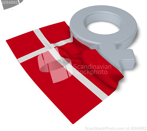 Image of female symbol and flag of denmark - 3d rendering