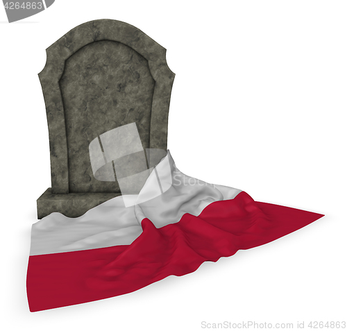 Image of gravestone and flag of poland - 3d rendering