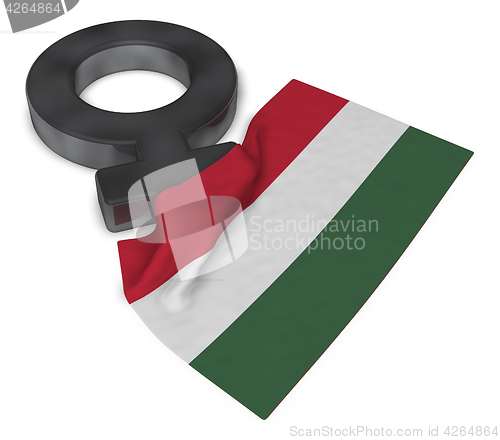 Image of symbol for feminine and flag of hungary - 3d rendering