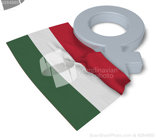 Image of symbol for feminine and flag of hungary - 3d rendering