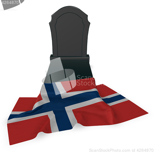 Image of gravestone and flag of norway - 3d rendering