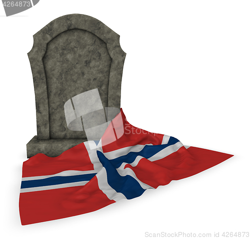 Image of gravestone and flag of norway - 3d rendering