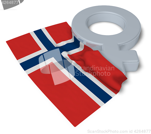 Image of female symbol and flag of norway - 3d rendering
