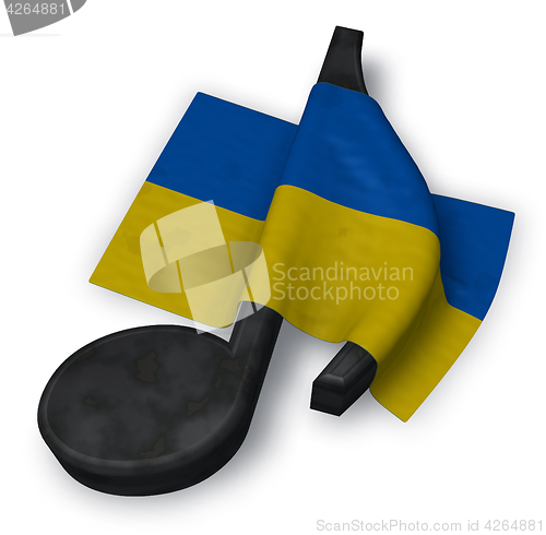 Image of music note symbol and flag of the ukraine - 3d rendering