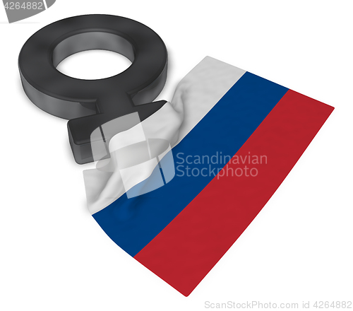 Image of female symbol and flag of russia - 3d rendering