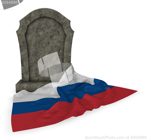 Image of gravestone and flag of russia - 3d rendering