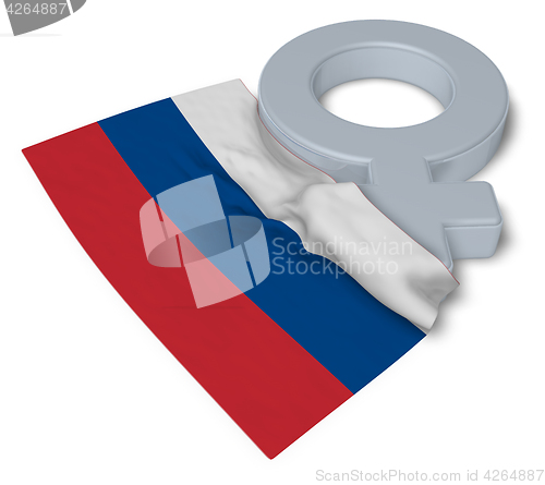 Image of female symbol and flag of russia - 3d rendering