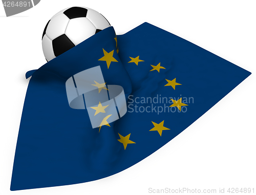 Image of soccer ball and flag of the european union - 3d rendering