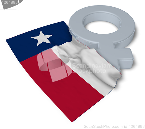 Image of female symbol and flag of texas - 3d rendering