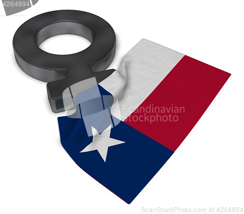 Image of female symbol and flag of texas - 3d rendering