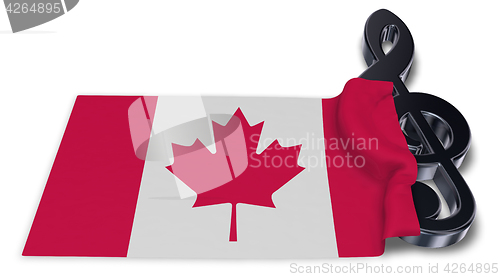 Image of clef symbol and canadian flag - 3d rendering