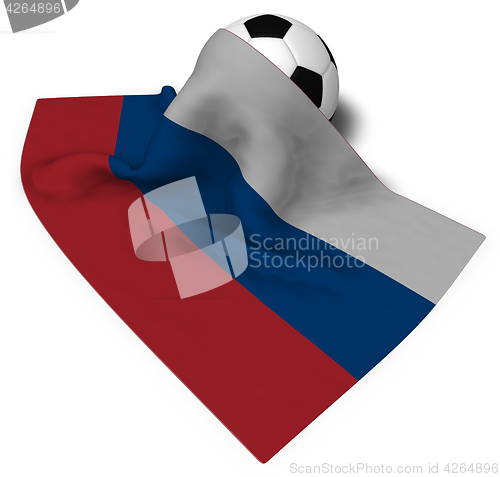 Image of soccer ball and flag of russia - 3d rendering