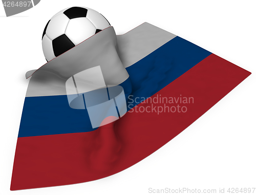 Image of soccer ball and flag of russia - 3d rendering