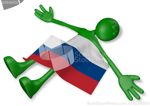 Image of dead cartoon guy and flag of russia - 3d illustration