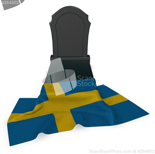 Image of gravestone and flag of sweden - 3d rendering