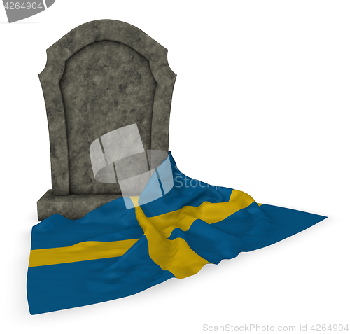 Image of gravestone and flag of sweden - 3d rendering