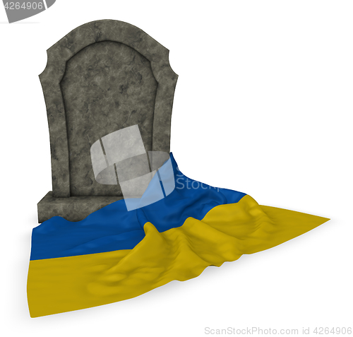 Image of gravestone and flag of ukraine - 3d rendering