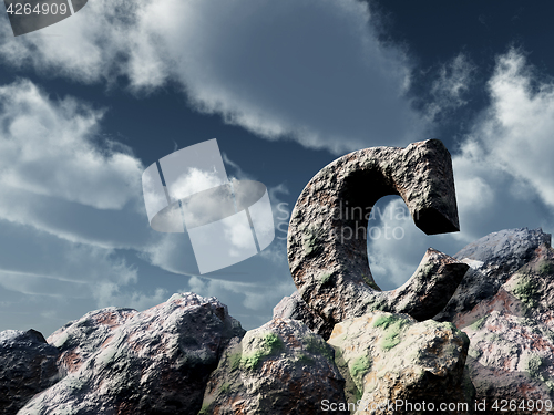 Image of letter c rock under blue sky - 3d illustration