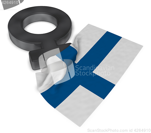 Image of female symbol and flag of finland - 3d rendering