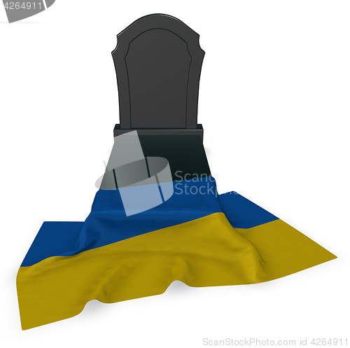 Image of gravestone and flag of the ukraine - 3d rendering