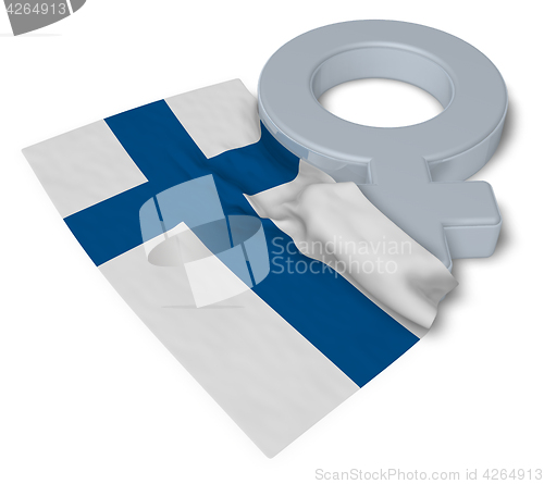 Image of female symbol and flag of finland - 3d rendering