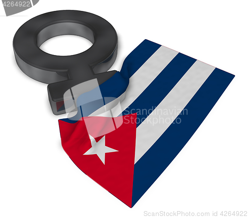 Image of female symbol and flag of cuba - 3d rendering