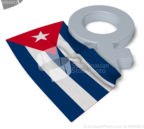 Image of female symbol and flag of cuba - 3d rendering