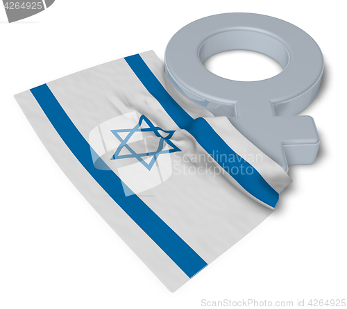 Image of female symbol and flag of israel - 3d rendering