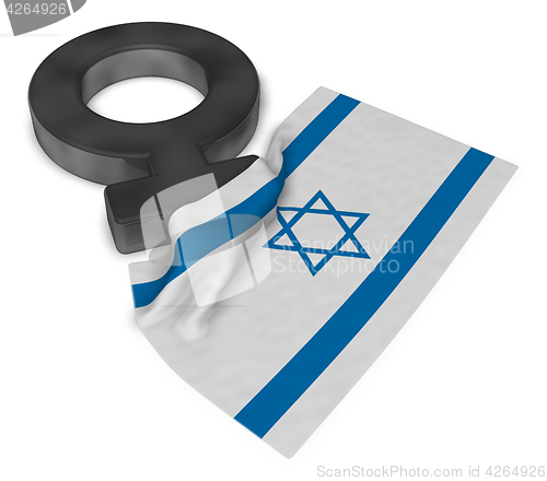 Image of female symbol and flag of israel - 3d rendering