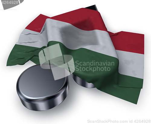 Image of music note symbol symbol and hungarian flag - 3d rendering