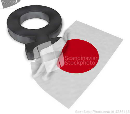 Image of female symbol and flag of japan - 3d rendering