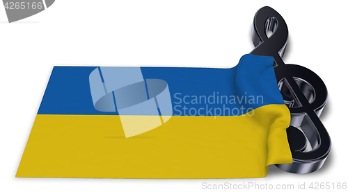Image of clef symbol and flag of the ukraine - 3d rendering